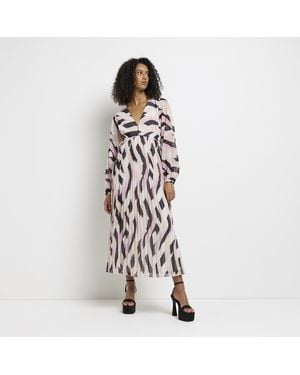 River Island Maxi Dress Print Long Sleeve - White