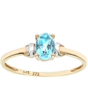 DIAMANT L'ÉTERNEL 9ct Geel- En Witgouden Ring Met Blauwe Topaas Geboortesteen