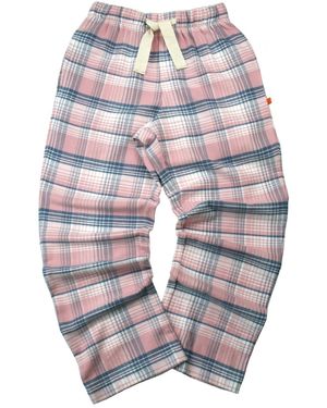 Mini Vanilla Cotton Check Lounge Trousers - Blue