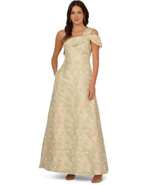 Adrianna Papell One Shoulder Twist Gown - Natural
