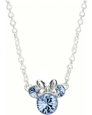 Disney N902352Rdecl-18-Ph Ladies Birthstone Necklace Sterling - Blue
