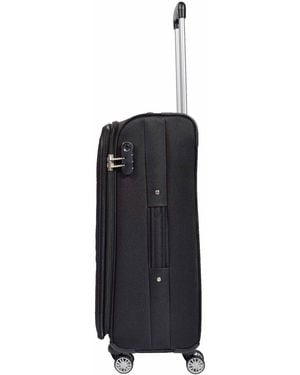 Infinity Leather Lightweight Soft Casing Suitcases 8 Wheel Luggage Travel - Black