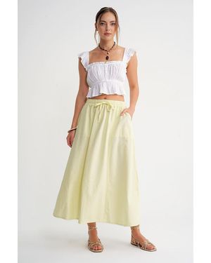 MixRay Hoge Taille Poplin Rok Met Touwtje Detail - Naturel