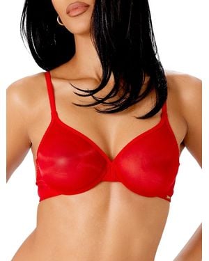 Gossard Glossies Sheer Plunge Bra - Red