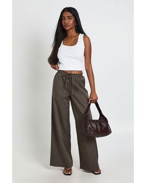 Boohoo Drawstring Waist Woven Wide Leg Trousers - Multicolour