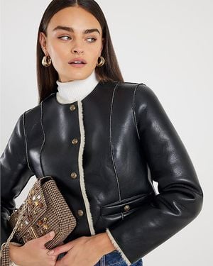 River Island Trophy Jacket Faux Leather - Black