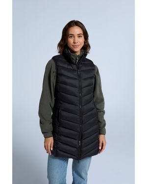 Mountain Warehouse 'Frankie' Longline Gilet Water Resistant Padded Jacket Polyamide - Black