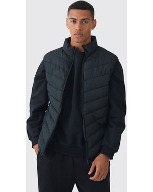 BoohooMAN Quilted Zip-Through Funnel Neck Gilet - Blue