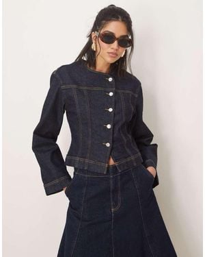 Gina Tricot Co-Ord Strech Denim Jacket With Cinch Waist - Blue