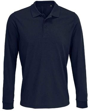Sol's Adult Prime Pique Long-Sleeved Polo Shirt (French) - Blue