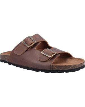 Hush Puppies Nash Slider Leather Sandals - Brown