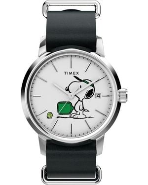 Timex Peanuts Marlin Watch Tw2Y50500 Leather - Black