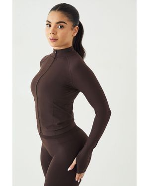 DSGN Studio Sport Contour Seamless Zip Through Sports Jacket - Brown