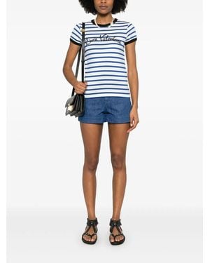 Valentino Striped Cotton Jersey Tshirt - Blue