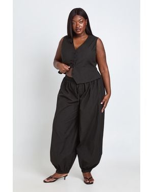 Boohoo Plus Linen Look Balloon Trouser - Black