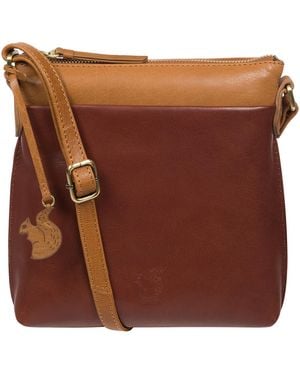 Conkca 'Nikita' Conker & Dark Tan Leather Cross Body Bag - Brown
