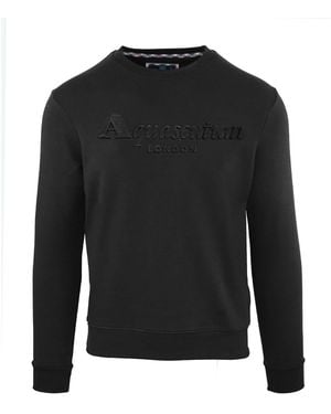 Aquascutum Embroidered Lacoste Lettering Crew Neck Long Sleeve Sweatshirt - Black