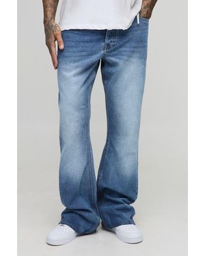 BoohooMAN Tall Rigid Stacked Flared Jeans - Blue