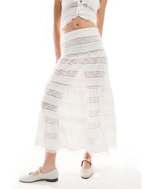 ASOS Co-Ord Lace Textured Tiered Smock Maxi Skirt - White