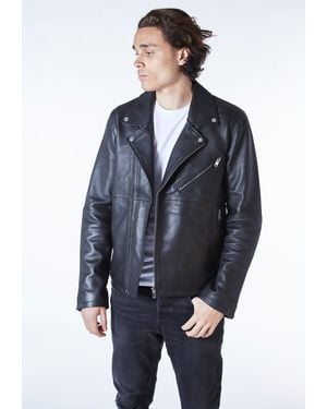 Bolongaro Trevor Real Leather Ranger Biker Jacket - Blue
