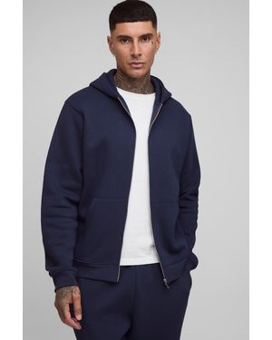 BoohooMAN Tall Basic Regular Zip Through Hoodie - Blue