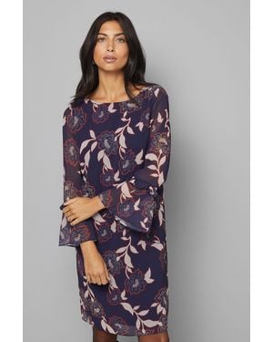 Wallis Chiffron Ruffle Sleeve Shift Dress - Blue