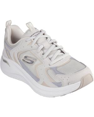 Skechers Arch Fit 2.0 Vintage Luxe Leren Dames Natuurlijke Sneakers - Grijs