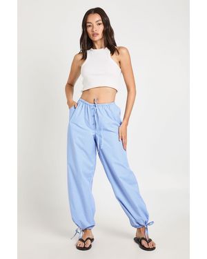 Boohoo Stripe Poplin Balloon Trouser - Blue