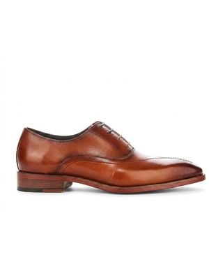 Justin Reess Leather Cross-Stitch Toe Cap Oxford Shoes - Brown