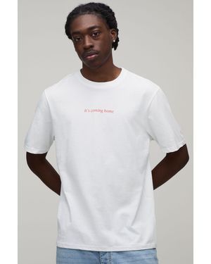 BoohooMAN Regular It's Coming Home Print T-Shirt - White