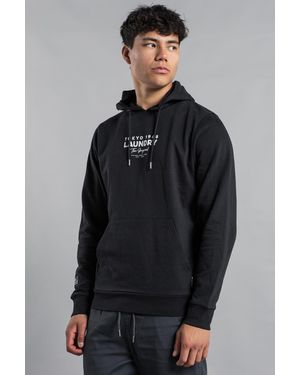 Tokyo Laundry Raised Rubber Print Hoody With Drawcord - Grey