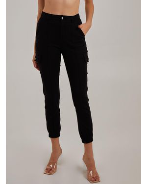 Pink Vanilla Utility Stretch Cargo Trousers - Blue