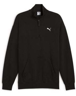 PUMA Wardrobe Ess Relaxed Half Zip Crew Top - Black