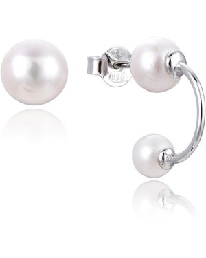 Gena Paris Gena.Paris 'Asymmetrisch' 925 Sterling Zilveren Stud Oorbellen - Wit