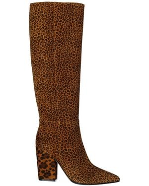 Sergio Rossi Leopard-Print Leather Boots - Brown
