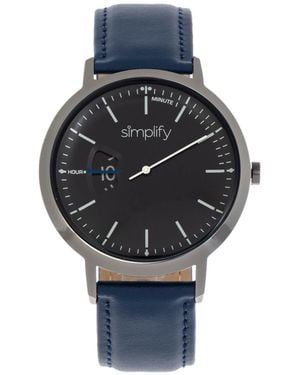 Simplify The 6500 Leather-Band Watch - Black