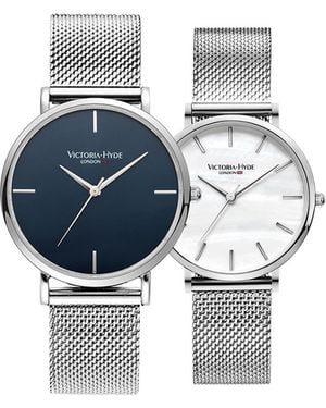 Victoria Hyde London Couple Watches Gift Set Stainless Steel - Blue