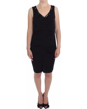Roccobarocco Stretch Wiggle Pencil Sheath Bodycon Dress Viscose - Black