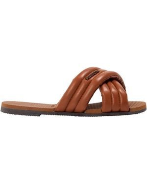 Havaianas Ladies Quilted Flat Slides - Brown