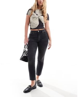 Topshop Hourglass Mid Rise Straight Cropped Jean With Raw Hems - Blue