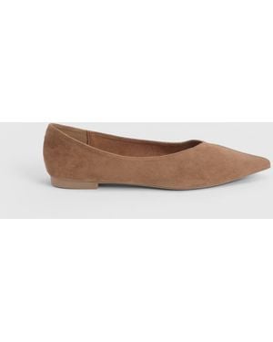 Faith Tasha Faux Leather Collapsible Pointed Flat Ballerinas - White