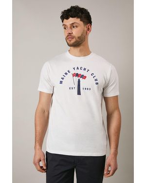 MAINE Yacht Club Print T-Shirt Cotton - White