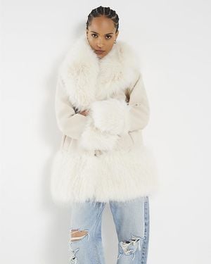 River Island Coat Faux Fur Swing - Natural