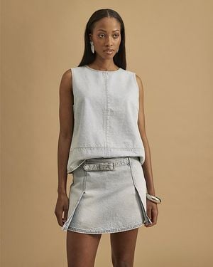 River Island Skort Denim Belted Bottom Cotton - Natural