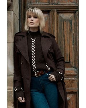 Warehouse Whipstitch Detail Oversized Jumper - Brown