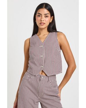 Boohoo Stripe Denim Waistcoat - Purple