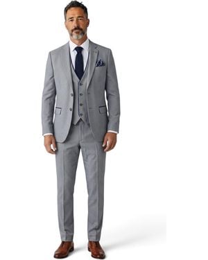 TruClothing Formal 3 Piece Tailored Fit Plain Suit - Blue