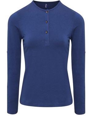 PREMIER Ladies Long John Roll Sleeve Tee () - Blue