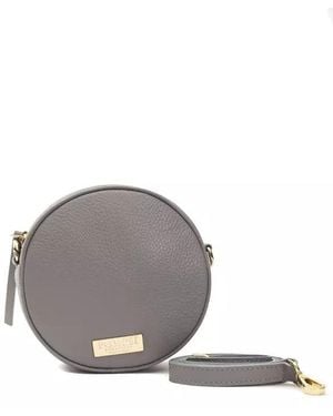 Pompei Donatella Chic Leather Oval Crossbody Bag - Grey