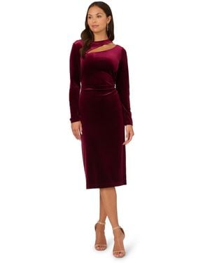 Adrianna Papell Velvet Asymmetric Dress - Red